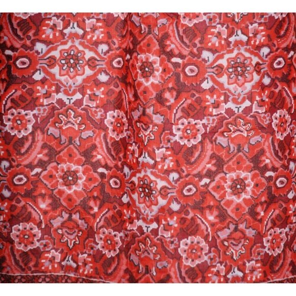 NICE Ann Taylor LOFT The Softened Red Tunic Top Size XS Floral Half Button Up - Picture 7 of 9